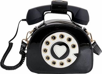 Generic Messenger Bag Teens Telephone Shaped Purse Shoulder Crossbody Tote Bags Women Retro Phone Top Handle Handbags For Girls Large Shoulder Tote (Black, On