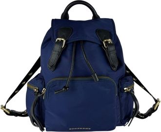 Burberry Black Navy Nylon Leather Backpack (Pre-Owned)