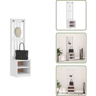 vidaXL Albero da ingresso bianco - vidaXL Albero da Ingresso SANDNES Bianco 45x40x159,5 cm Legno di Pino - Albero da ingresso con ripiani