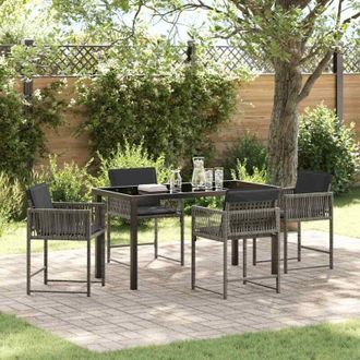 vidaXL Conjunto De Comedor De Jard&iacute;n 5 Pcs Gris Rat&aacute;n Sint&eacute;tico Vidaxl