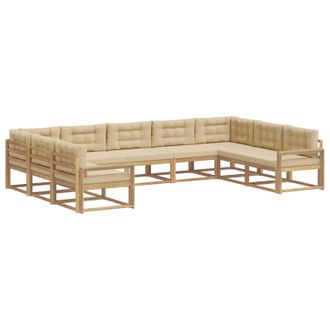 vidaXL Vidaxl Set Di Divani Da Esterno 9 Pz Bianco E Beige