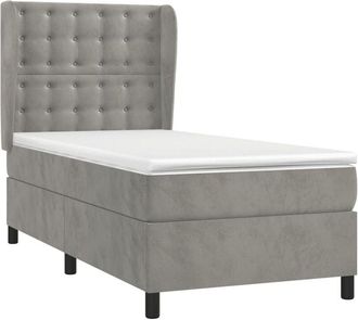 vidaXL Vidaxl - Cama Box Spring Con Colch&oacute;n Terciopelo Gris Claro 80x200 Cm
