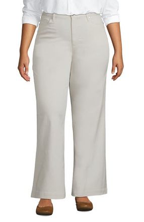 Lands End High Rise 5 Pocket Wide Leg Chino Pants in Light Stone at Nordstrom, Size 24W