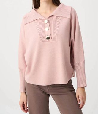 Joseph Ribkoff Brushed Viscose And Nylon Funnel-Neck Sweater In Soft Blush