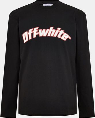 Off-white Mens Off White Lacoste Lettering Crew Neck Long Sleeve T-Shirt in Black-White - Size X-Small