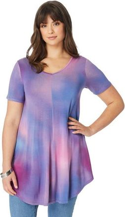 Roaman's Plus Size Ultra Drape V Neck Swing Tunic Top in Orchid Soft Mist at Nordstrom, Size 28
