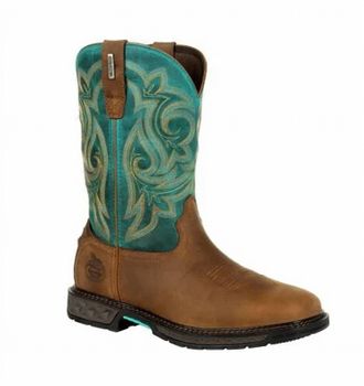Georgia Boot Womens Carbo-Tec Lt Waterproof Pull-On Boot In Green/brown