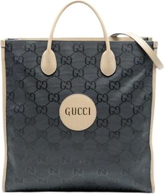 Gucci Pre-owned Tote Bags, female, Gray, Size: ONE SIZE Pre-owned Nylon Tote Bag