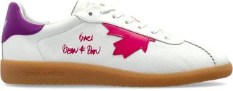 Dsquared2 White Rebel Logo Vibrant Accents Leather Sneakers