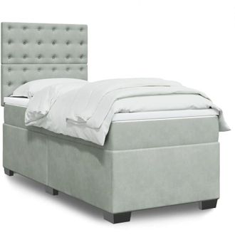 vidaXL Vidaxl - Cama Box Spring Con Colch&oacute;n Terciopelo Gris Claro 100x200 Cm