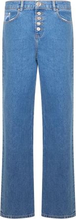 Moschino Jeans, Dames, Blauw, W30, Denim, Comfortabele Wijde Denim Broek