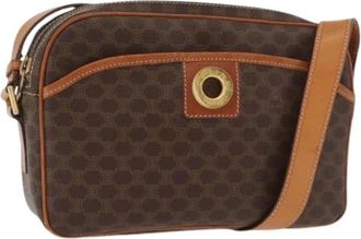 Celine Pre-owned Vintage Macadam Canvas Shoulder Bag - Dames - Vintage Schoudertas - Bruin - ONE Size - Leer - Vintage
