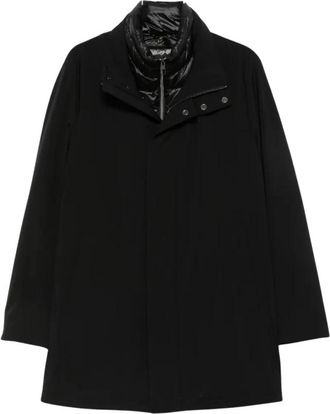 Montecore Rechthoekige Jas met Hoge Kraag - Heren - Mantel - Zwart - XL - Polyester - Jassen