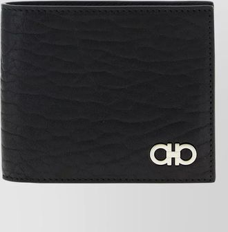 Ferragamo gancini bifold wallet textured finish
