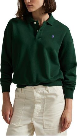 Polo Ralph Lauren Cotton Blend Fleece Polo Sweatshirt in Northwest Pine at Nordstrom, Size Xx-Large