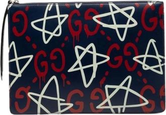 Gucci Pre-owned Printed Leather Clutch - Dames - Vintage Clutch - Veelkleurig - ONE Size - Leer - Vintage