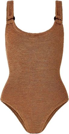 Hunza G Badmode, Dames, Bruin, ONE Size, Badpak met ringdetail