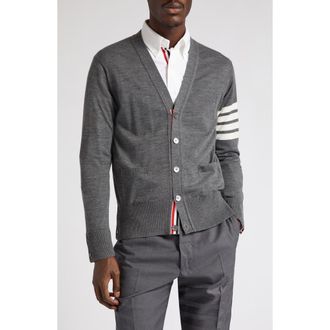 Thom Browne 4-Bar Merino Wool Cardigan in 038 Med Grey at Nordstrom, Size 1