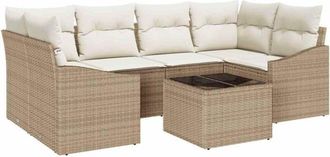 vidaXL Conjunto De Sof&aacute; De Jard&iacute;n 7 Pcs Beige, Crema 55 X 55 X 37 Cm Vidaxl