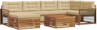 vidaXL Conjunto De Sof&aacute;s De Exterior 7 Uds. Natural Y Beige Vidaxl