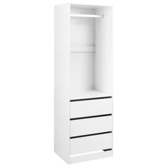 Beliani Armario Moderno Abierto Alto Y Estrecho Con 3 Estantes 3 Cajones De Aglomerado Con Acabado De Papel Dormitorio Entrada Blanco Hamilton