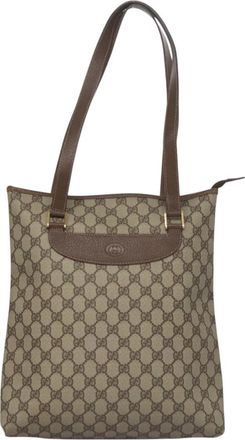 Gucci Gg Canvas Beige Canvas Shoulder Bag (Pre-Owned)