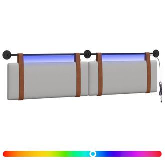 vidaXL Cabecero Colgante Con Luz Led Gris Nube Pu Antiguo Vidaxl