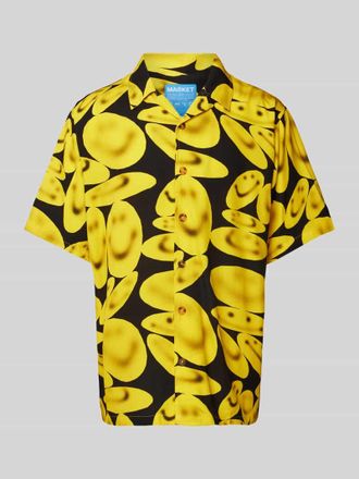 Market Relaxed Fit Freizeithemd mit 1/2-Arm Modell SMILEY in Black, Gr&ouml;&szlig;e L