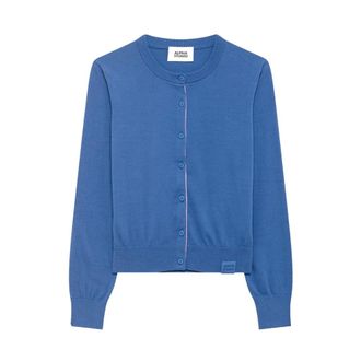 Alpha Studio Cardigans, female, Blue, Size: XL Maglia Rebecca M/Lunghe
