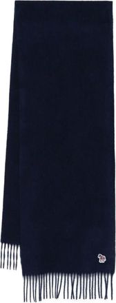 Paul Smith zebra-embroidered scarf - men - Wool - One Size - Blue