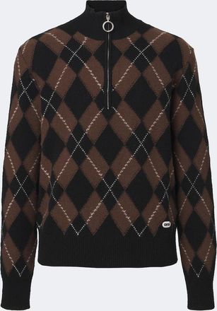 Ami Argyle virgin wool half-zip sweater