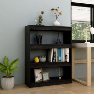 vidaXL vidaXL Libreria/Divisorio Nero 100x30x103 cm in Legno Massello di Pino