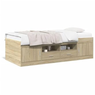 Berkfield Home Daybed with Drawers without Mattress Sonoma Oak 90x200 cm in Light Oak