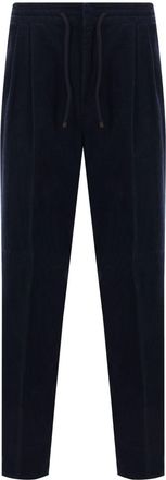 Brunello Cucinelli tapered-leg corduroy track pants - men - Cotton - 54 - Blue