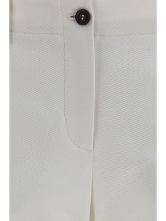 Brunello Cucinelli Womens Slim Flared Trousers Off White Cotton