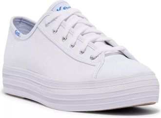 Keds Womens Triple Kick Sneaker Shoe In White Leather