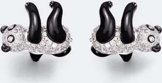 Yvonne L&eacute;on Panda 9kt white gold earrings with diamonds