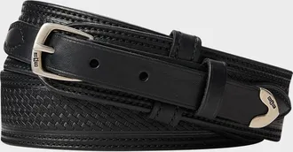 Ralph Lauren Purple Label Topstitched Western Leather Belt