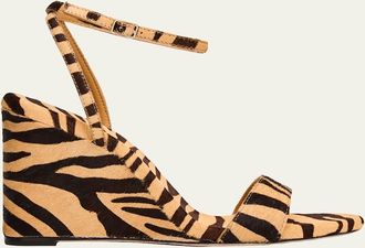 Loeffler Randall 90mm Zebra-Printed Calf Hair Ankle-Strap Sandals