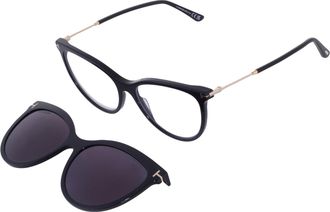 Tom Ford Blue Light Block with Smoke Clip On Cat Eye Ladies Eyeglasses FT5994-B 001 56