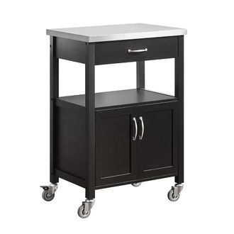 SoBuy Carrito de cocina con 1 caj&oacute;n y 2 puertas. Mdf negro