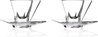 Barski Glass Espresso Mugs & Saucer 2Pc Set, 2.3Oz Set Of 2