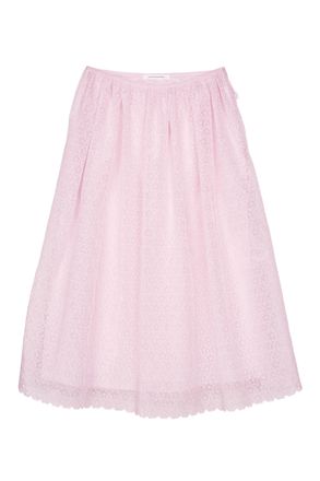 Cecilie Bahnsen Midi Skirt with Floral Embroidery and Adjustable Drawstring