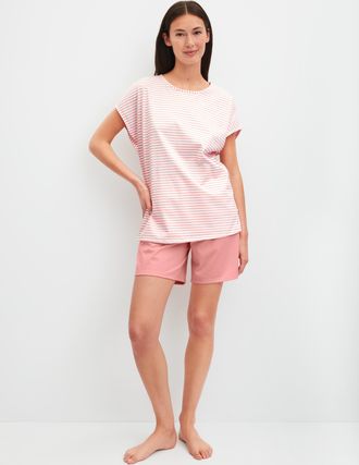 CALIDA Shorty CALIDA Lovely Nights, Damen, Gr. XL (52/54), peach cream, Single Jersey, Obermaterial: 100% Baumwolle, kurz, Rundhals, Homewear-Sets Shorty, Ru