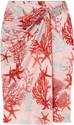 Versace Barocco Sea gathered midi skirt - women - Viscose - 40 - Pink