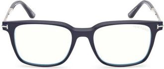 Tom Ford 53mm Square Optical Glasses in Navy Blue /Shiny Palladium at Nordstrom