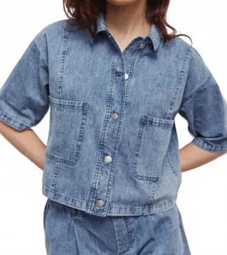 M&eacute;lissa Nepton Irina Short Sleeve Jacket In Medium Blue