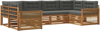 vidaXL Conjunto De Sof&aacute;s De Exterior 6 Uds. Natural Y Antracita Vidaxl