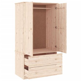 Berkfield Home Wardrobe ALTA 90x55x170 cm Solid Wood Pine in Light Tan | Size: 90 x 55 x 170 cm