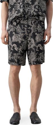 Mango Slim Fit Print Bermuda Shorts in Black at Nordstrom, Size 34